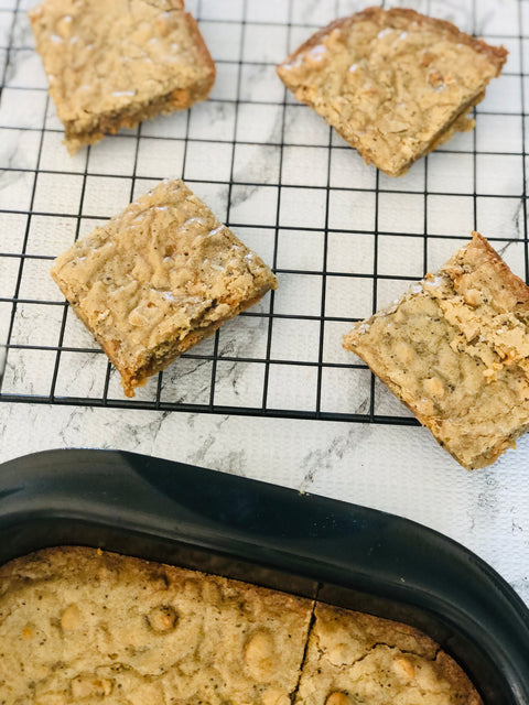 Butterscotch Latte Blondies featuring Butterscotch Latte Coffee